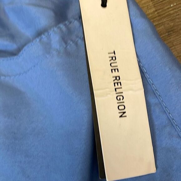 True Religion Big T Surf Board Swim Shorts Digital Blue | size 34 | NWT - Picture 7 of 11